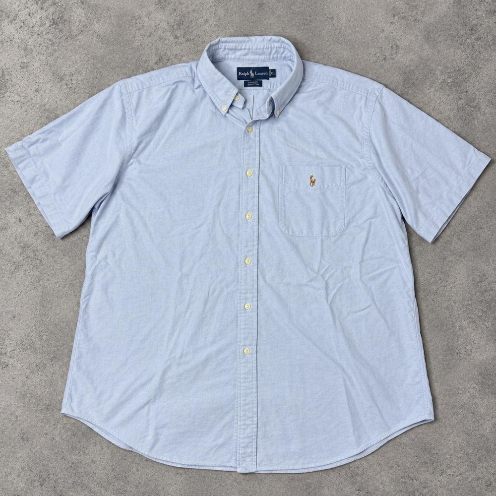 Ralph Lauren Blake ShortSleeve Oxford Button Down Shirt Men's XL Blue 100 Cotton